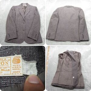 Vintage Pendleton‎ Wool Blazer Womens 12-14 Gray Sport Coat Ventless USA 1960s